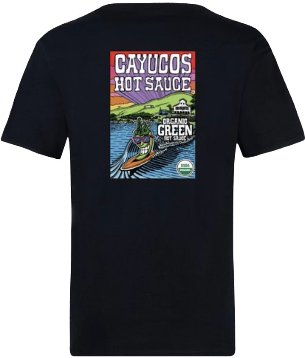 Cayucos T-Shirt Organic Green Logo - Black
