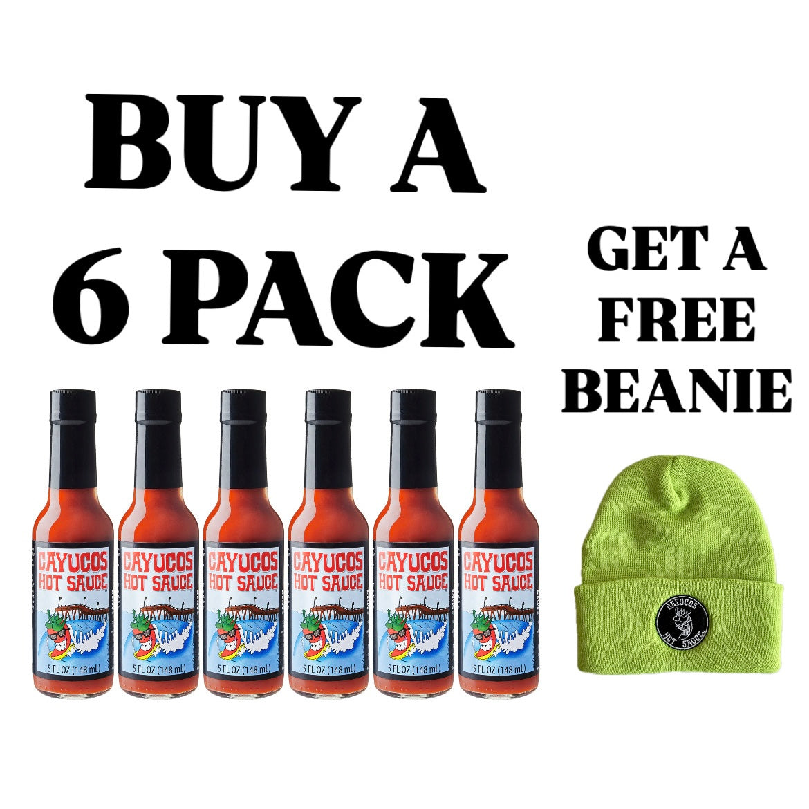 5 oz - 6 pack & FREE BEANIE (LIME SHOCK GREEN)